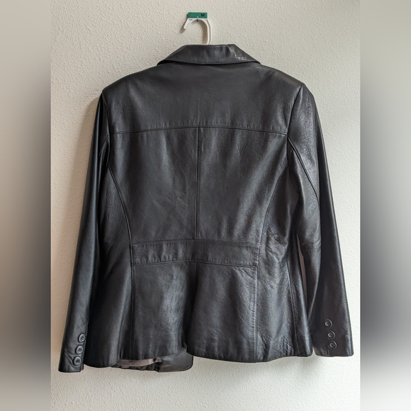 Wilsons Black Genuine Leather Blazer Jacket Size Medium - Picture 3 of 12